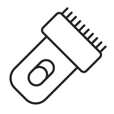 Kesici vektörün çizgi simgesi izole edildi. Elektrikli tıraş aleti, profesyonel saç stili ekipmanı. Saç traşı makinesi. Kırpıcı işareti.