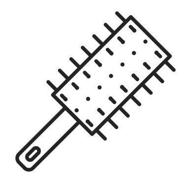 Saç tarağı çizgisi ikon vektörü izole edildi. Kuaför aletinin sembolü, kuaför malzemeleri. Profesyonel kuaför aksesuarı..