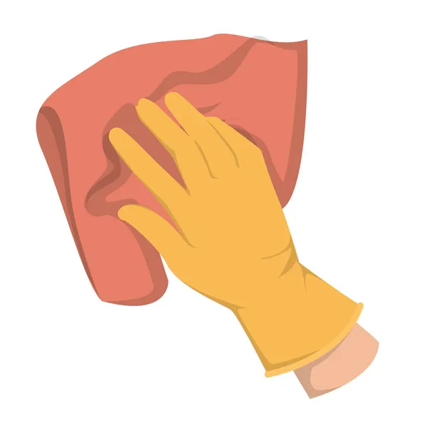Χέρι Στο Γάντι Κρατώντας Διάνυσμα Κουρέλι Απομονωμένο Υπηρεσία Καθαρισμού Σκούπισμα — Διανυσματικό Αρχείο