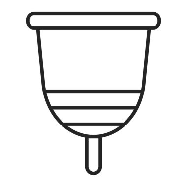 Adet bardağı çizgisi ikon vektörü izole edildi. Regl döneminde kadınlar için hijyenik koruma. Organik silikon nesne.