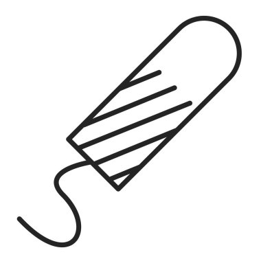 Tampon çizgisi ikon vektörü izole edildi. Regl döneminde kadın korunmasının piktogramı. Adet emici. Pamuk bakımı.