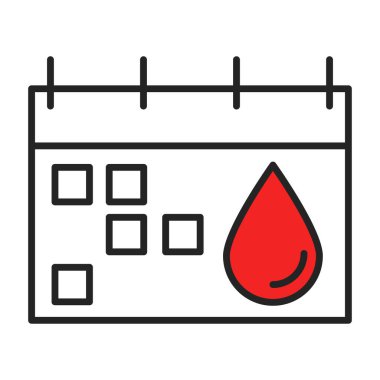 Adet takvimi ikonu vektörü izole edildi. Nokta, kan sembolü. Adet döngüsü, düzenli adetler..