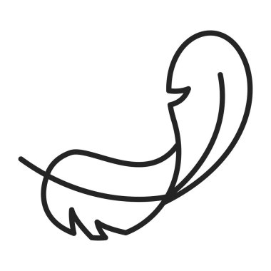 Feather icon vector isolated. Symbol of softness. Bird feather, abstract pictogram in line style.