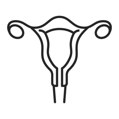 Dişi uterus ikonu vektörü izole edildi. Kadın iç organının, rahim ve yumurtalığın sembolü. Sağlık ve Tıp Konsepti.