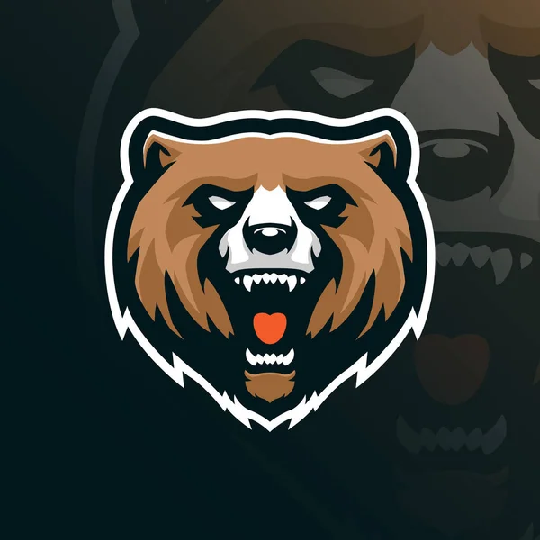 Vetor Design Logotipo Mascote Urso Com Estilo Conceito Ilustração Moderna —  Vetores de Stock