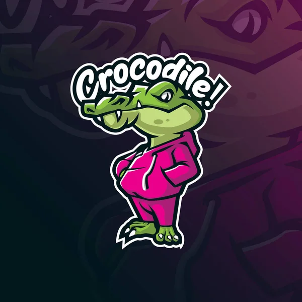 Crocodile Mascot Logo Design Vector Modern Illustration Concept Style Badge — Stock Vector