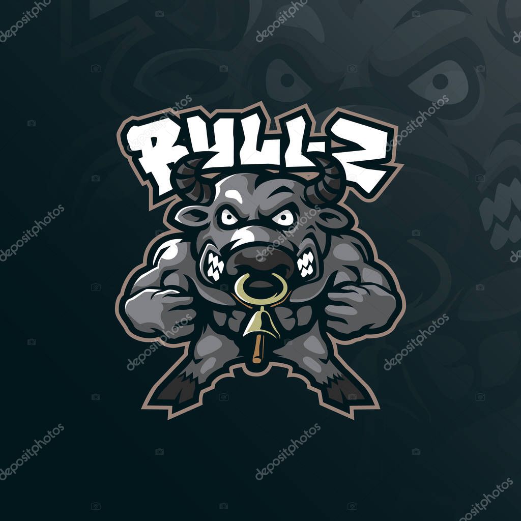 Bull mascot logo design vector with modern illustration concept style for badge, emblem and t shirt printing. Angry bull illustration.