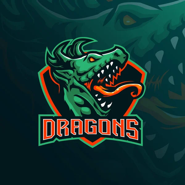 Dragon Mascot Logo Design Modern Illustration Concept Style Badge Emblem — Stock Vector