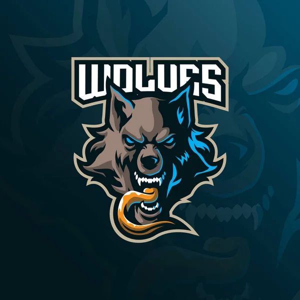 Diseño Del Logotipo Mascota Del Lobo Con Moderno Estilo Concepto — Vector de stock