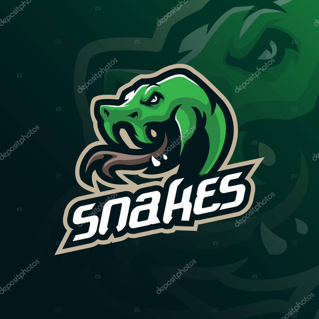 Snake mascot logo design with modern illustration concept style for badge, emblem and t shirt printing. angry snake head illustration for sport and esport team.