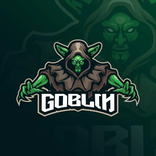 Goblin Σχέδιο Λογότυπο Μασκότ Σύγχρονη Εικόνα Στυλ Έννοια Για Σήμα — Διανυσματικό Αρχείο