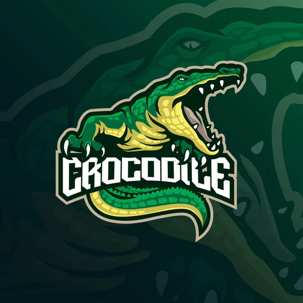 Crocodile Mascot Logo Design Vector Modern Illustration Concept Style Badge — Stock Vector