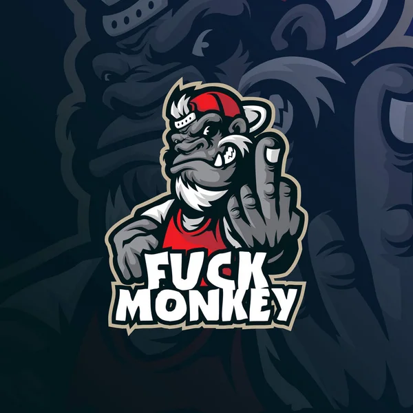 Monkey Mascot Logo Design Vector Modern Illustration Concept Style Badge — ストックベクタ