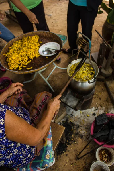 Making silk in thailand — Stock Photo, Image