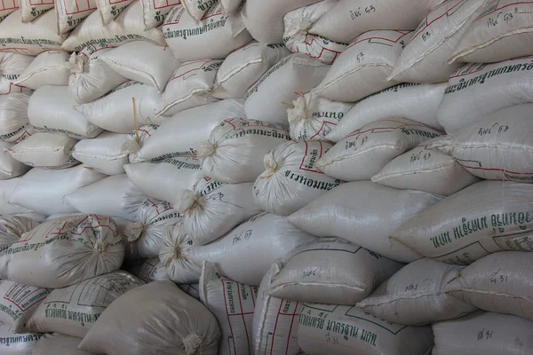 Arrangement with lots of fertilizer sacks. — Stock Photo, Image