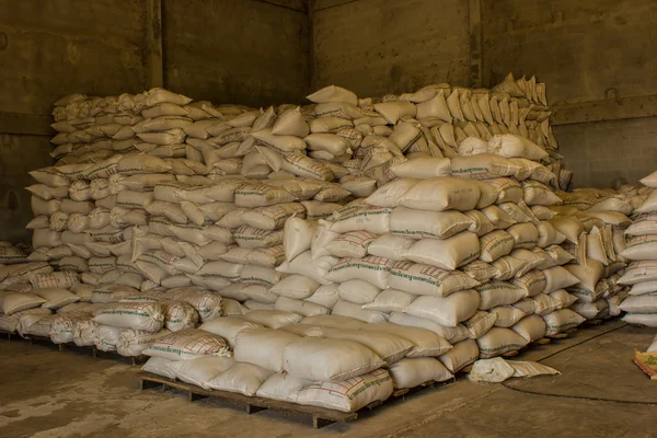 Arrangement with lots of fertilizer sacks. — Stock Photo, Image