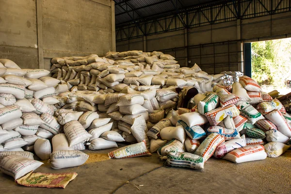 Arrangement with lots of fertilizer sacks. — Stock Photo, Image