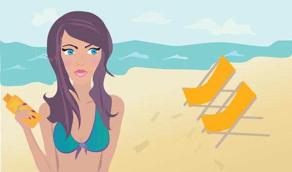 Woman at the beach — Stock Vector