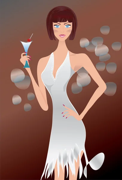 Woman with Martini Cocktail — Stock Vector