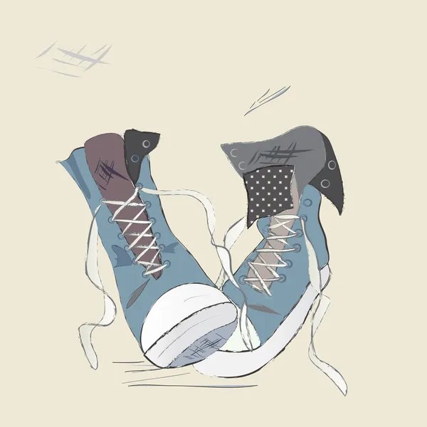 Zapatos de lona Ilustración. Diseño dibujado de unas zapatillas — Vector de stock