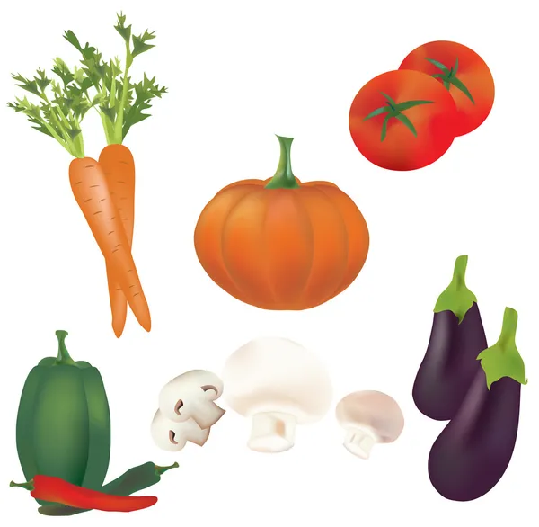 Conjunto 3D de Verduras Vectoriales. Colección de ilustración — Archivo Imágenes Vectoriales