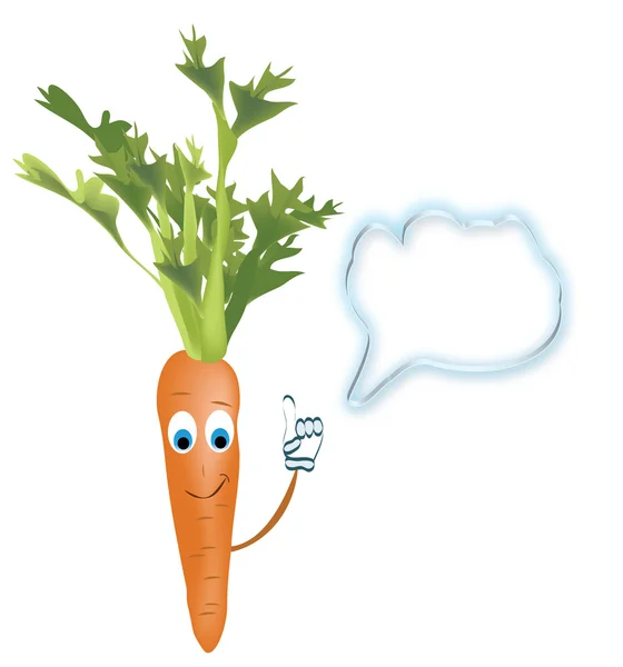 Carrot yang berbicara. Vektor Sayuran Animasi dengan Gelembung Berbicara - Stok Vektor