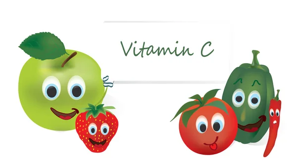 Vitamina C Vegetais e Frutas — Vetor de Stock