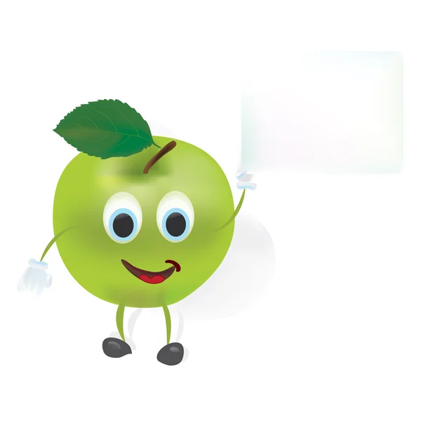 Illustrazione di una mela con nota in bianco. Vettore dei caratteri di frutta — Vettoriale Stock