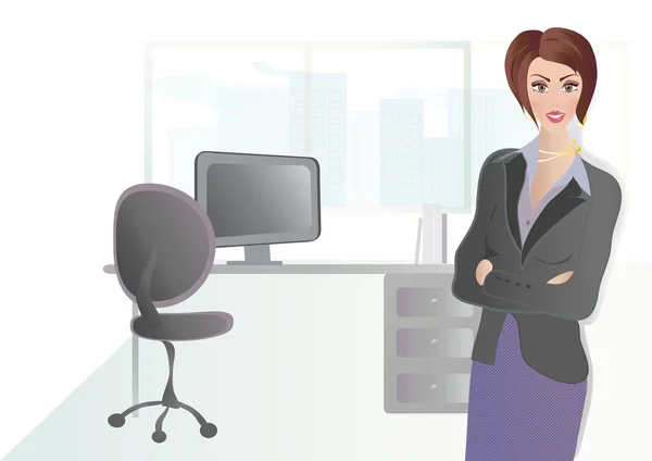 Geschäftsfrau in ihrem Büro — Stockvektor