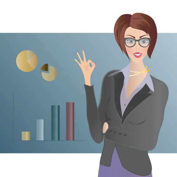 Business Woman showing Ok Sign — Stock Vector