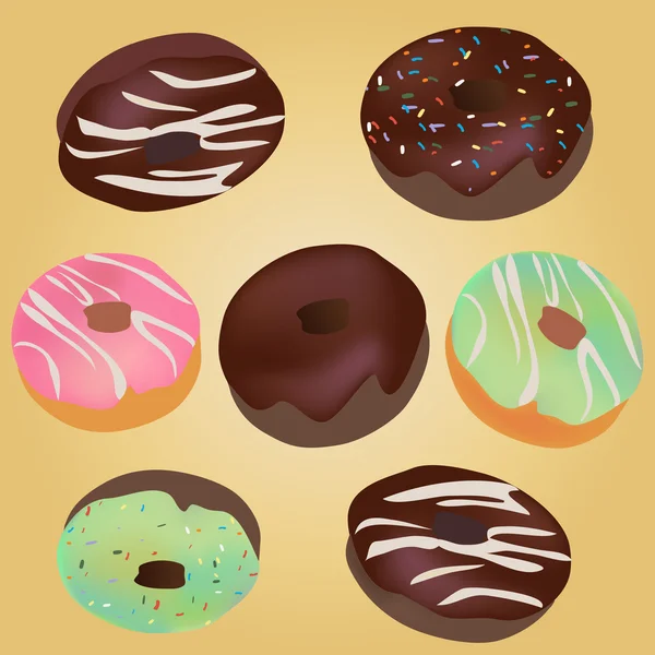Chocolate Donuts — Stock Vector