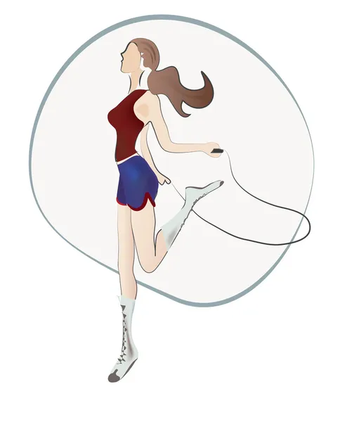 Woman with jumping rope — Stock Vector