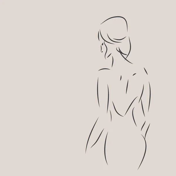 Design de mode Croquis d'une femme avec une robe — Image vectorielle