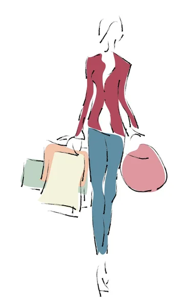 Woman on Shopping — Stock Vector