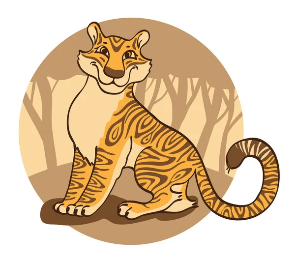 Тигр на коричневом фоне . — стоковый вектор