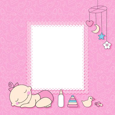 Baby girl announcement card clipart