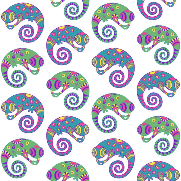 Kameleonter dekorativa seamless mönster. — Stock vektor