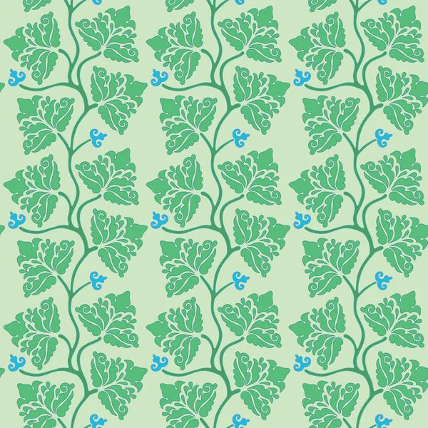 Patrón sin costura floral con hojas decorativas verdes. Vector enfermo — Archivo Imágenes Vectoriales