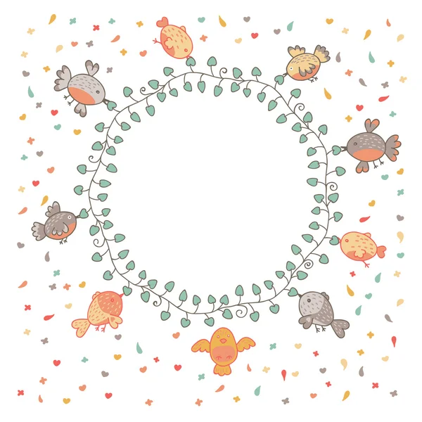 Cute background with birds and space for your text. Vector illus — Stock Vector