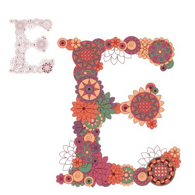 vektör çizim soyut dekoratif flo gelen harf e