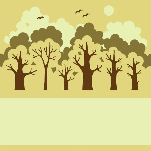 绿色的落叶森林与一个地方为你 te 的插图 — 图库矢量图片
