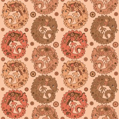 şirin ejderha vektör karikatür tarzı ile Seamless Modeli.