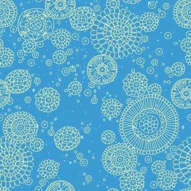 çiçek ve su ile Dikişsiz soyut desen bubbles