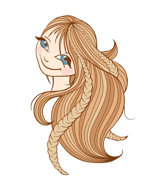 Hermosa mujer con pelo largo y rubio — Vector de stock