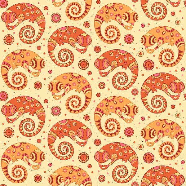 Imagen Vectorial Patrón sin costura decorativo camaleones en estilo de dibujos animados en vecto Imagen Vectorial Patrón sin costura decorativo camaleones en estilo de dibujos animados en vecto