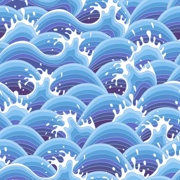 Sea wave background in the decorative style. Seamless pattern — Stock Vector