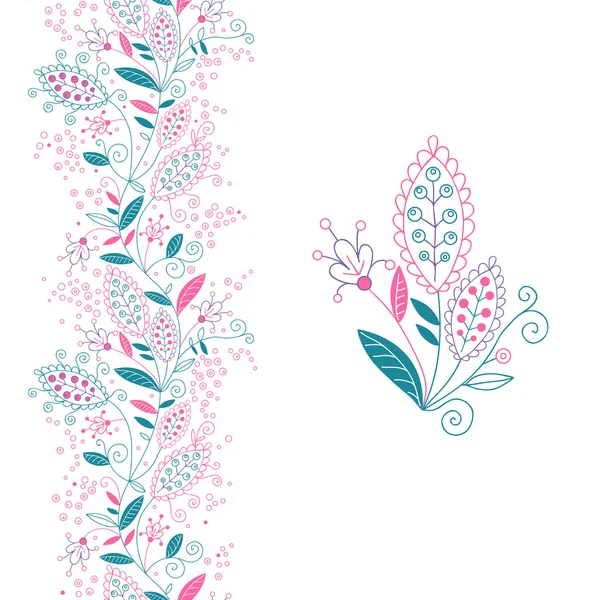 Seamless floral border and small bouquet. — Stock Vector