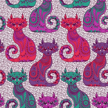 etnik tarzda güzel cats ile Seamless Modeli