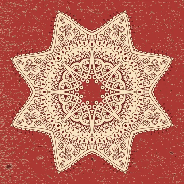 Ročník karta s krajkou etnické ornamenty v kruhu — Stockový vektor