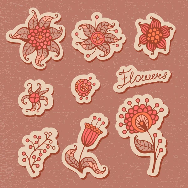 Conjunto de elementos florales para diseño — Archivo Imágenes Vectoriales